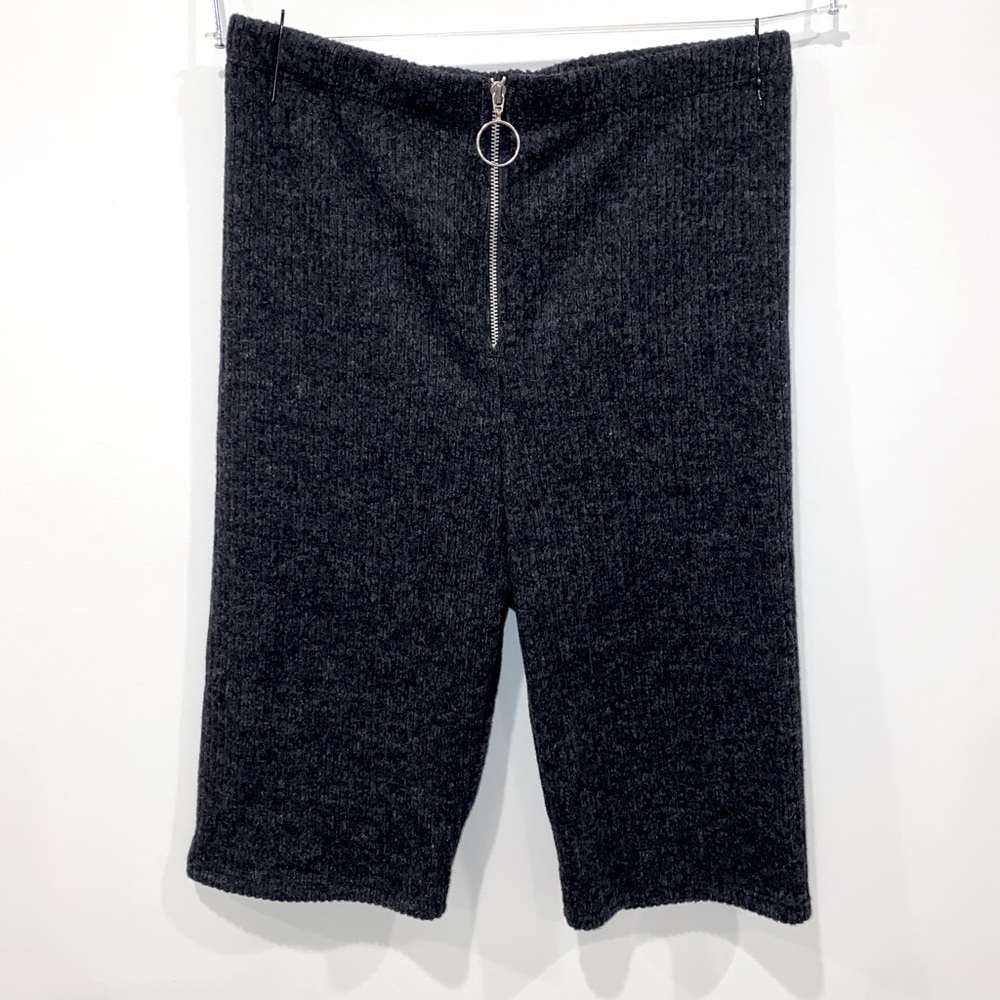 High waisted zipper biker shorts
